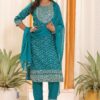 Blue Embroidered Kurti Set