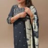 Elegant Black Straight Fit Kurti Set – 3 Piece | Suven by Avisa Fashions 🖤