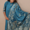 💙 Blue Flared Kurti Set with Peacock Print Dupatta – 3 Piece | Festive Collection by Suven 💙