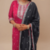 ‍🔥 Festive Red & Black Straight Fit Kurti Set – 3 Piece | Suven by Avisa Fashions ❤️‍🔥