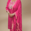 🌸 Elegant Pink Roman Silk 3-Piece Straight Fit Kurti Set | Suven by Avisa Fashions 🌸