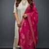 ✨ Cream & Red Banarasi Silk Kurti Set with Dupatta – Festive & Party Wear for Women ✨