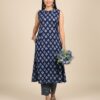 Blue Printed Cotton Kurti Set – Two Piece