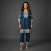 Blue Co-Ord Set in Rayon with Elegant Embroidery