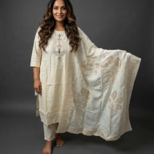 Cream (Off-White) 3-Piece Viscose Silk Set