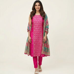 Embroidered Sleeveless Set with Statement Dupatta