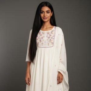 Ethereal White Mal Cotton Flared Set