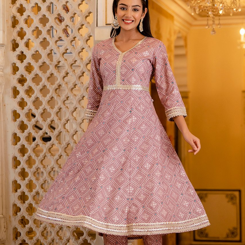 Festive 3-Piece Anarkali Set with Chinon Dupatta - Image 12