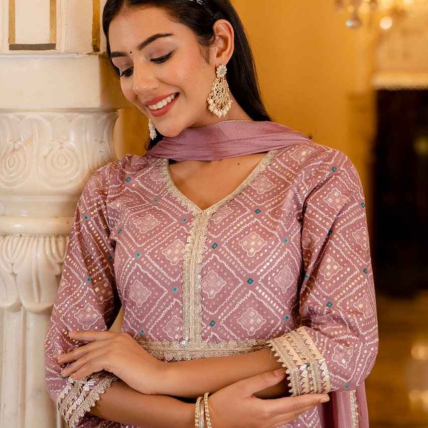 Festive 3-Piece Anarkali Set with Chinon Dupatta - Image 6