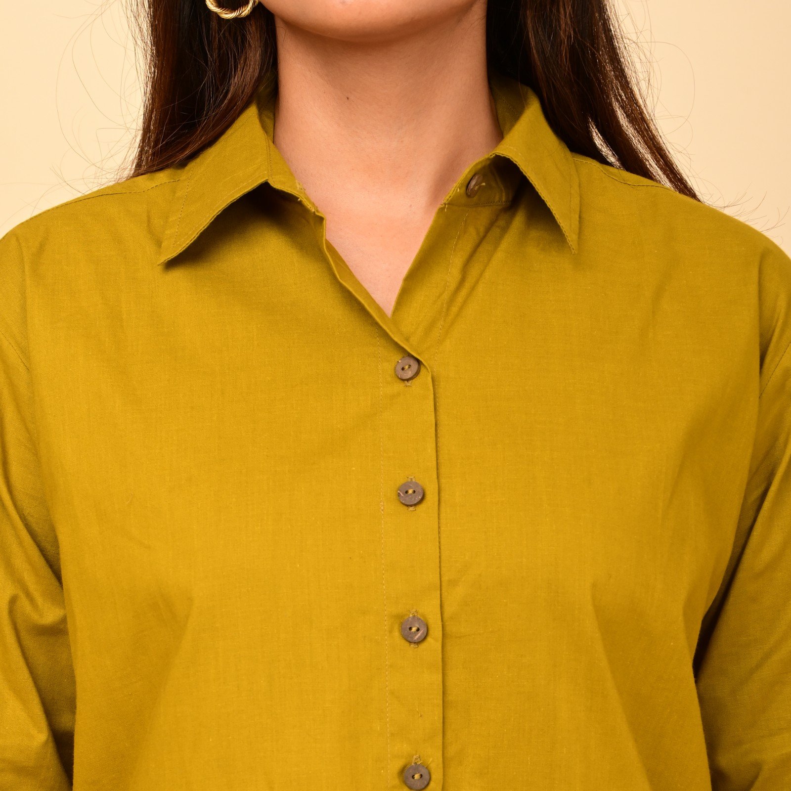 Olive Green & Hot Pink Contrast Cotton Shirt Co-ord Set - Image 6